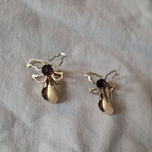 Silver and Purple Flower Earrings